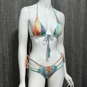 NWT San Lorenzo Braided String Tassel Bikini Set Small